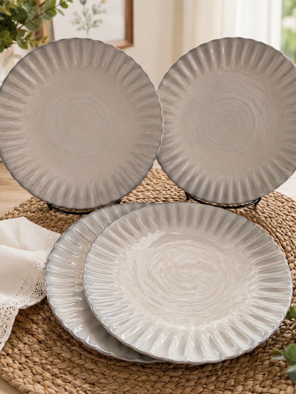 Hearth & Hand Set of Scalloped White Ceramic Salad Plates
